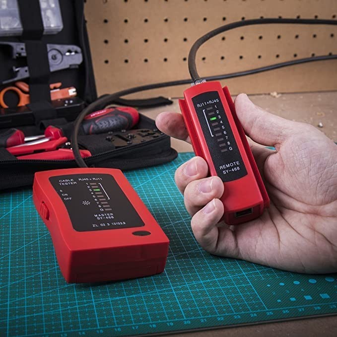 Lightweight Network Cable Tester Set: 9-Piece Crimping & Stripping Solutions