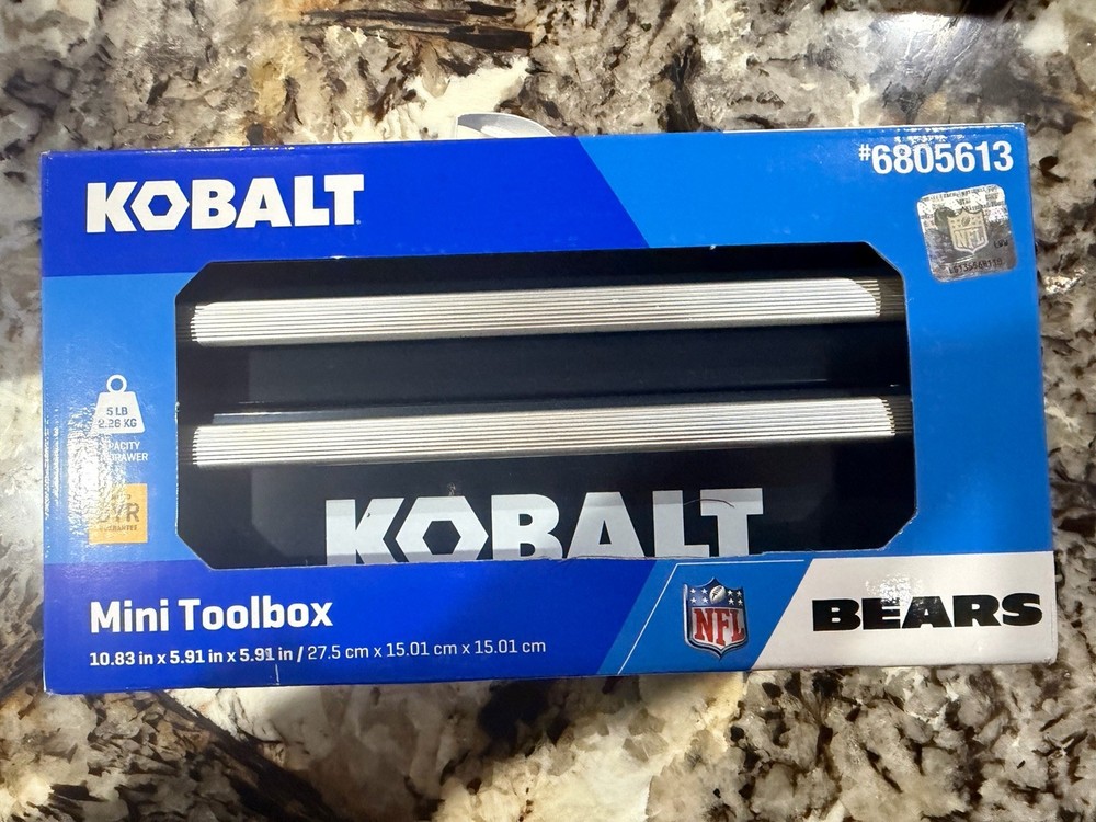 Kobalt Chicago Bears Mini Toolbox NFL Gray Metal 2-Drawer Tool Box