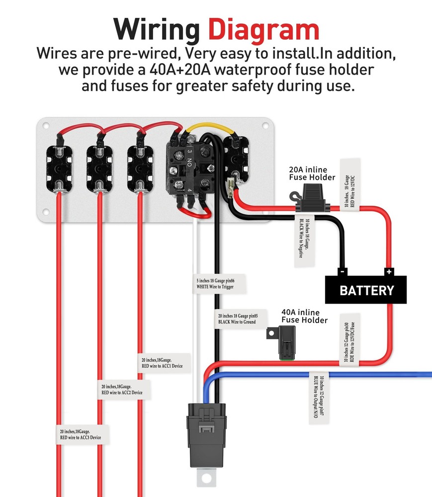 Ignition Rocker Switch Panel 12V 5 in 1 with Engine Push Button Toggle Switch...