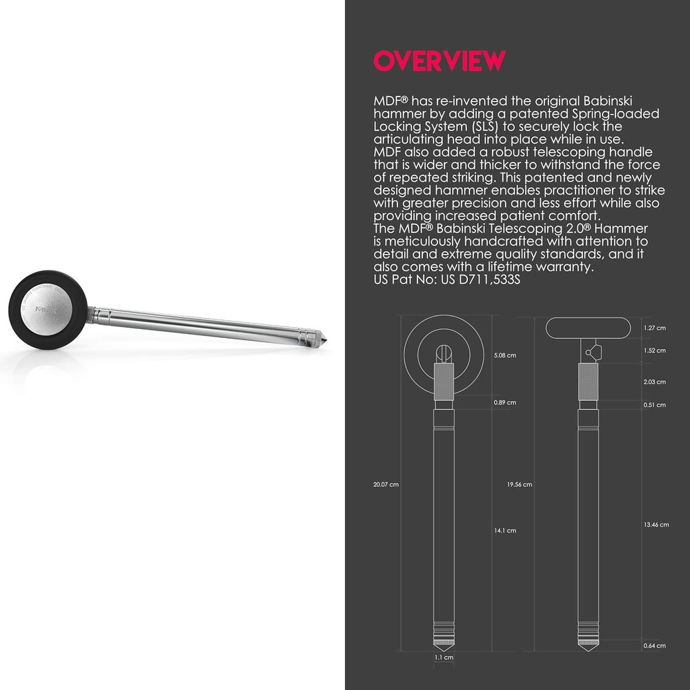 MDF Instruments, Babinski Telescoping 2.0® Neurological Reflex Hammer with Built