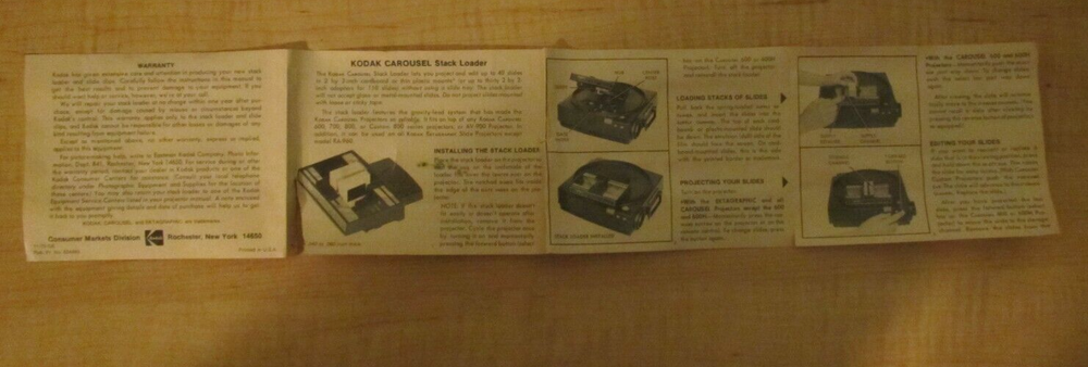 Vintage Kodak Carousel Stack Loader No. B40 Instructions Included Cat 151 4249