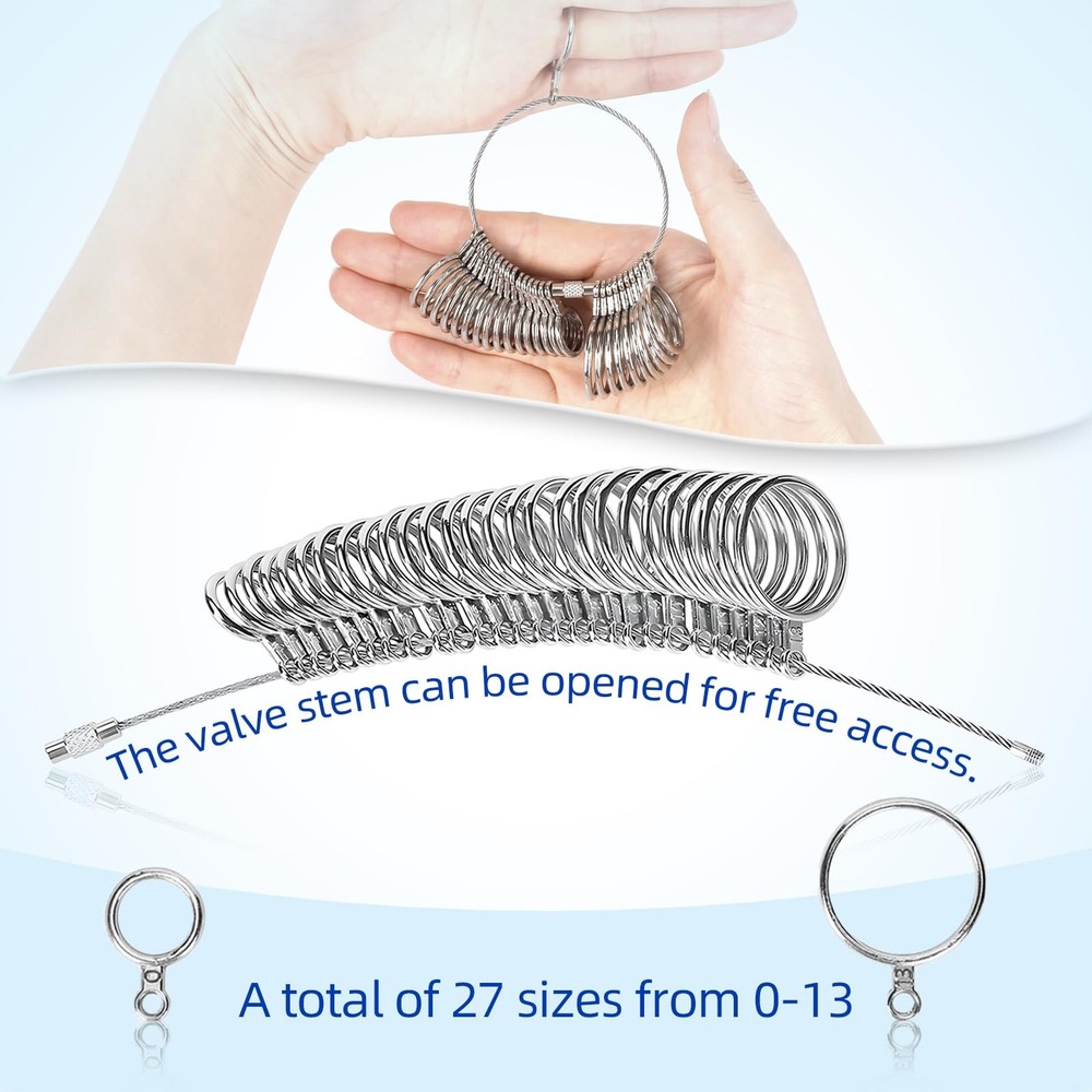 Ring Sizer Measuring Tool Kit Sizing with US Size 0-13 SILVER