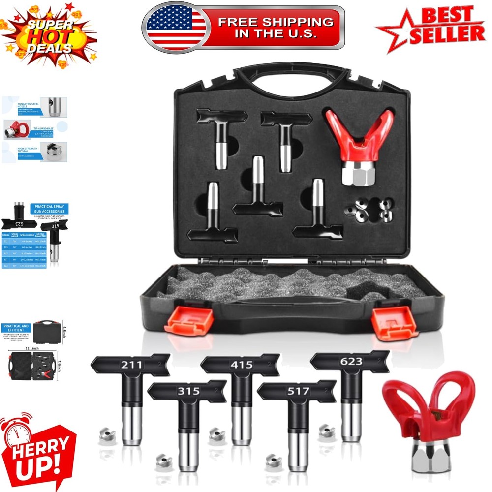 6Pcs  Airless Spray Nozzle Tips with Storage Box - Durable & Leakproof