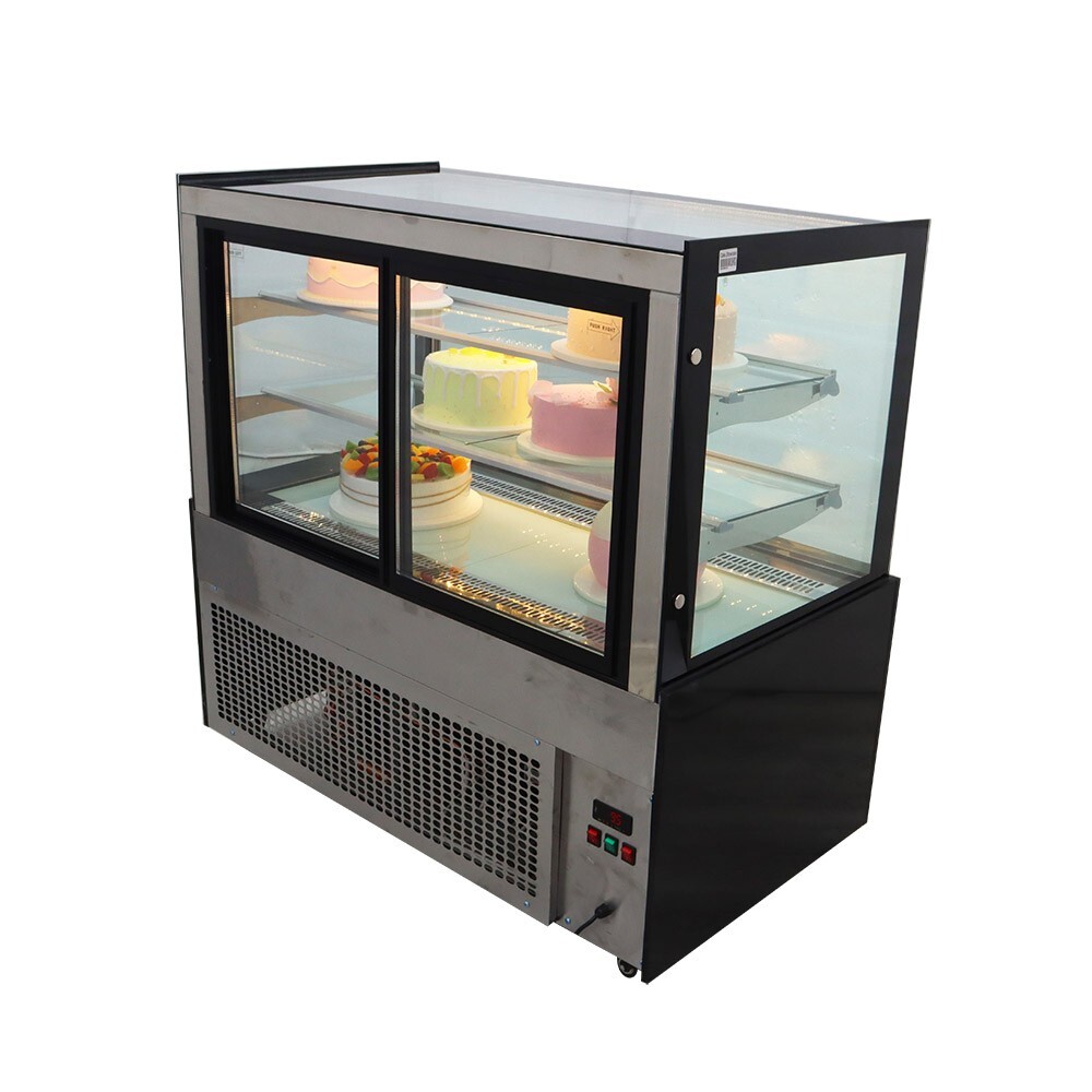 Right Angle Refrigerated Display Case Floor Type Bakery Showcase Adjust Rack220V