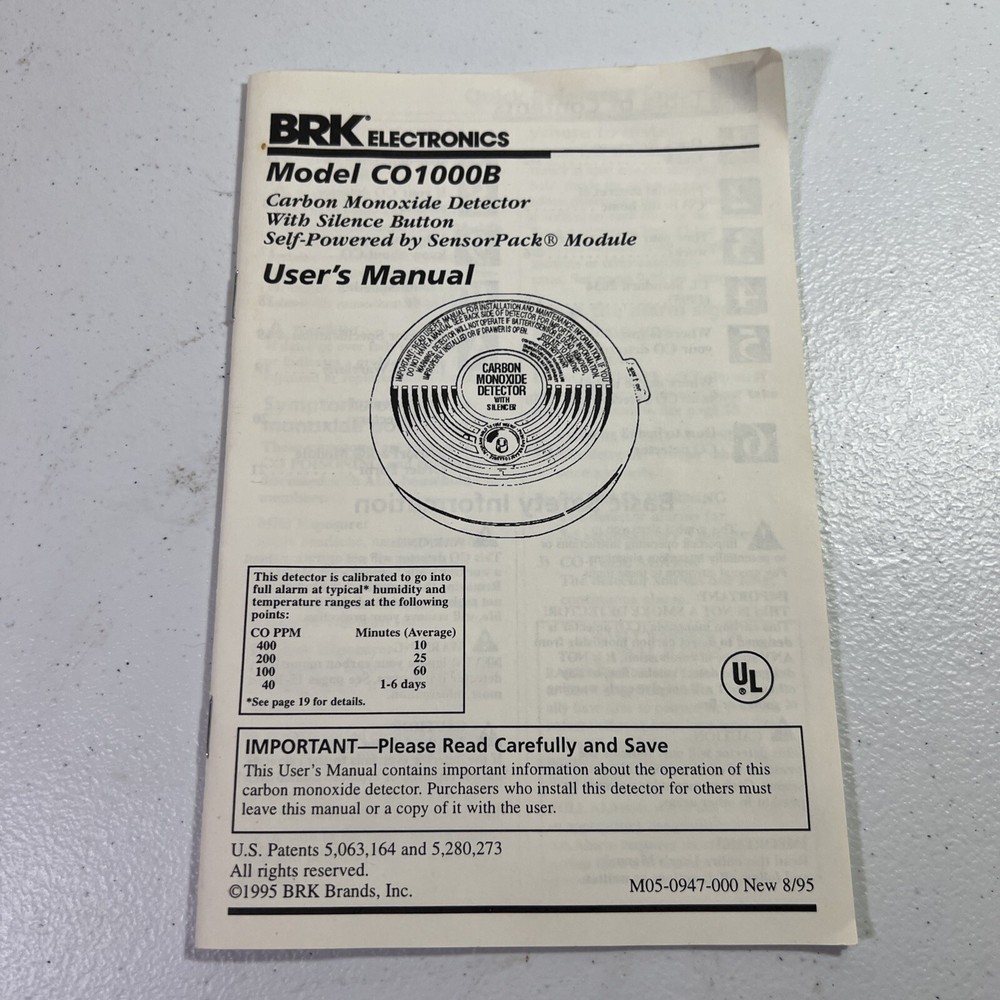 BRK, CO1000B Carbon Monoxide Detector