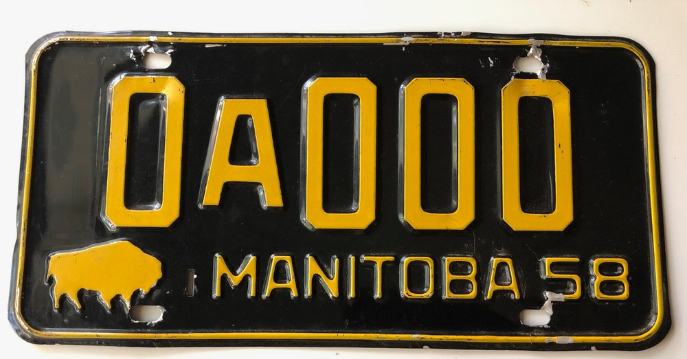Manitoba Canada Sample License Plate 1958