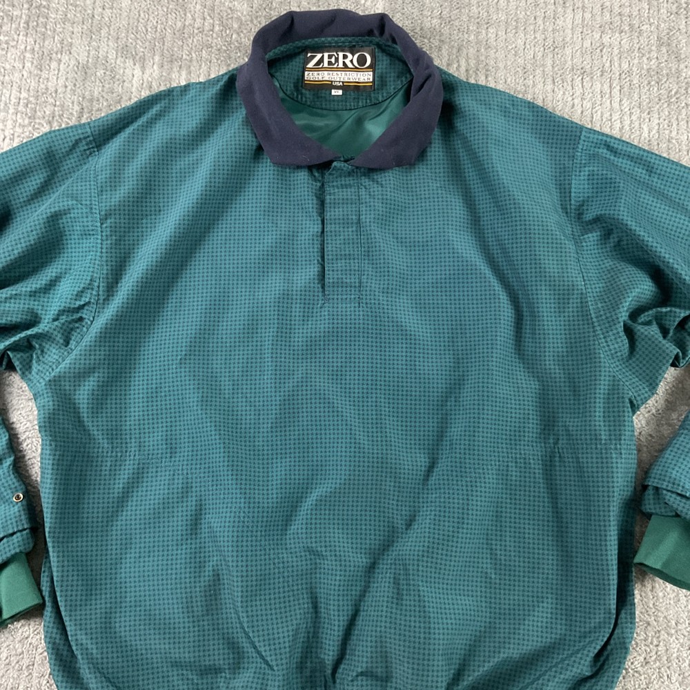 Zero Restriction Jacket Mens XL Green Houndstooth Windbreaker Golf Pullover