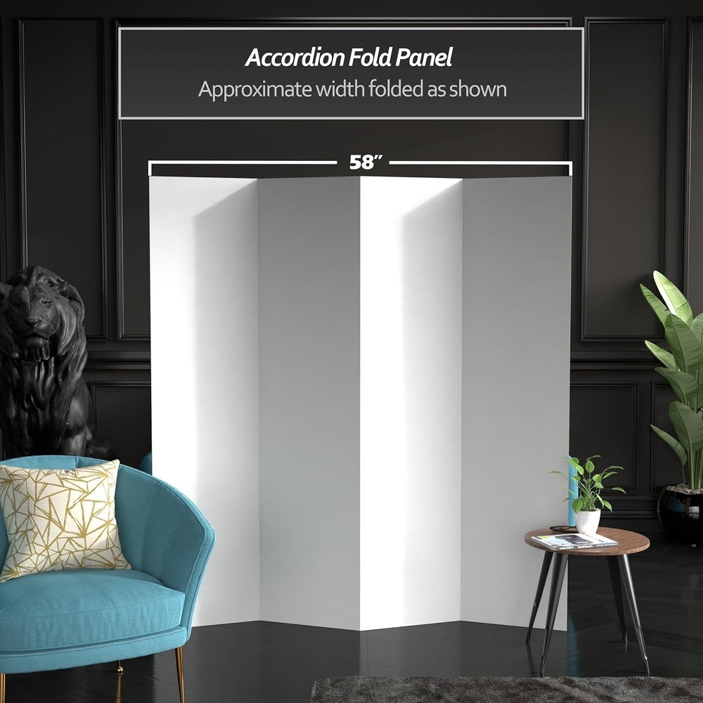 6 ft. Tall White Temporary Cardboard Folding Screen 4 Panel