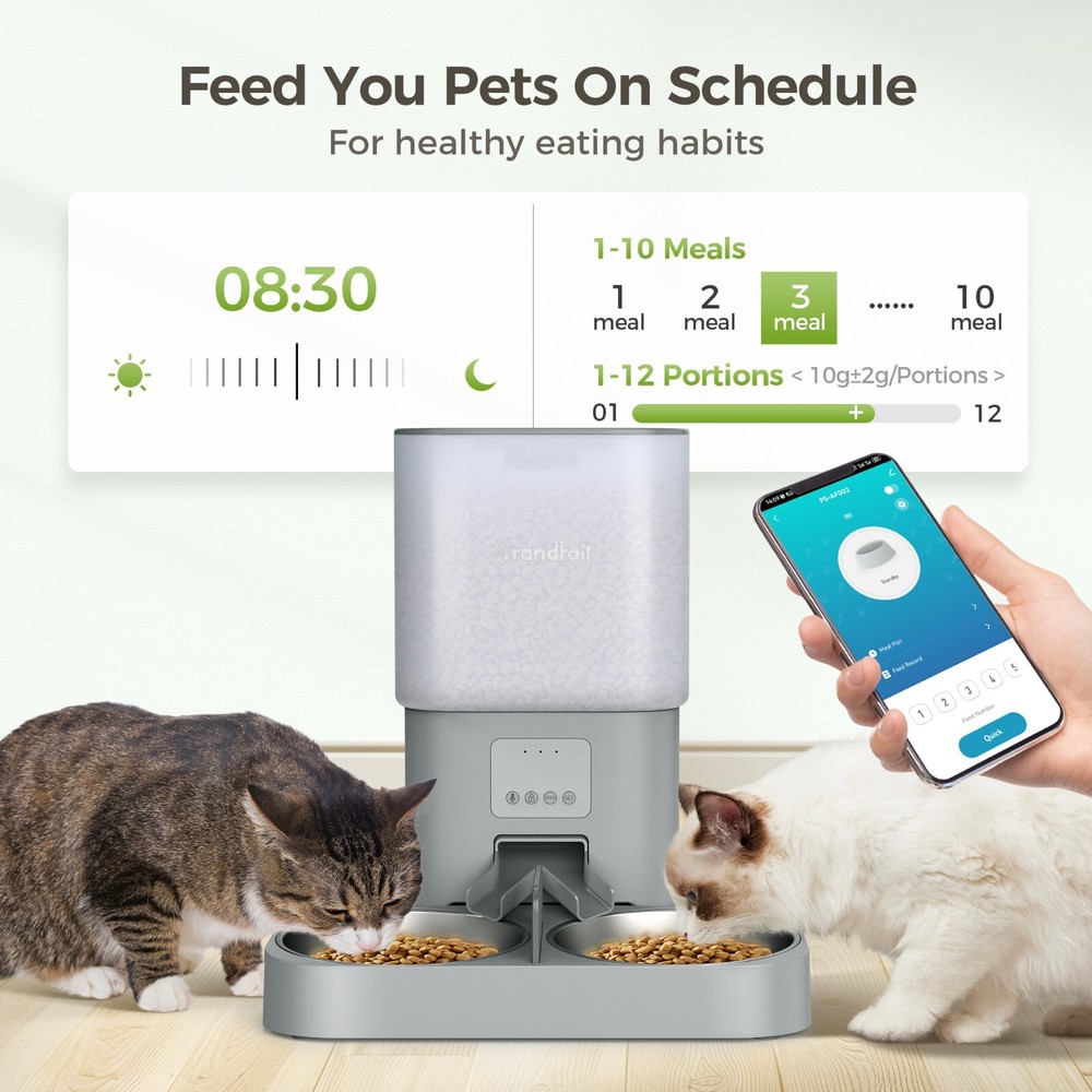 Multiple Pets Cat Litter Box Robot Two-Hole Automatic feeder Smart APP Control