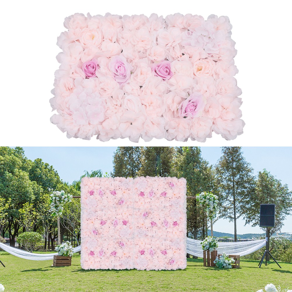 4Pcs Artificial Flower Wall Panel Backdrop Wedding Party Background Venue Decor