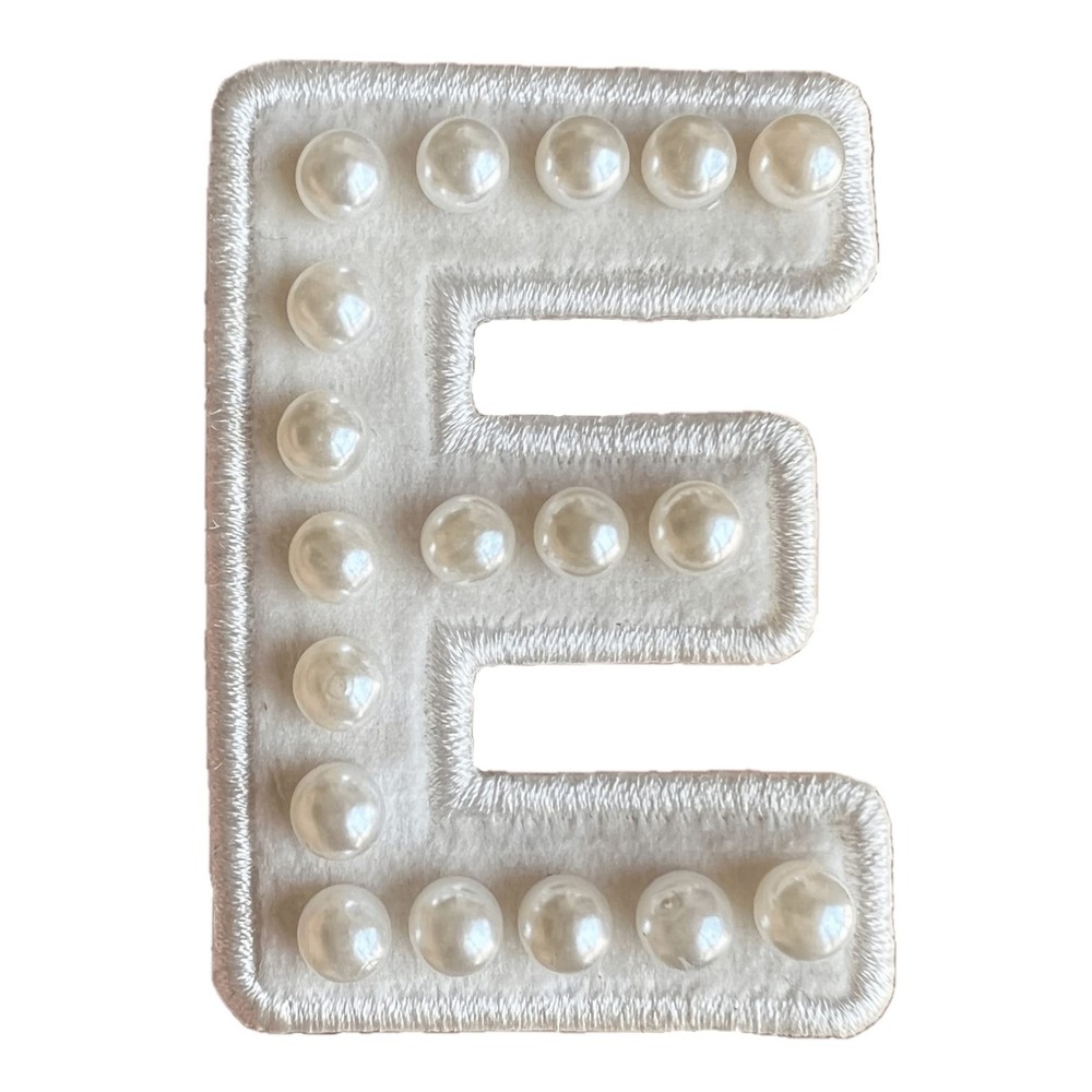 ZOOX Ivory Pearl & White Letter Varsity Initial Patches, 3M E (Regular)