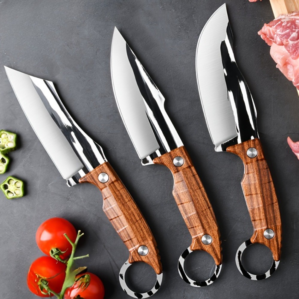 3pcs Premium Multipurpose Knife Set, Ultra-Sharp Stainless Steel Fixed Blades