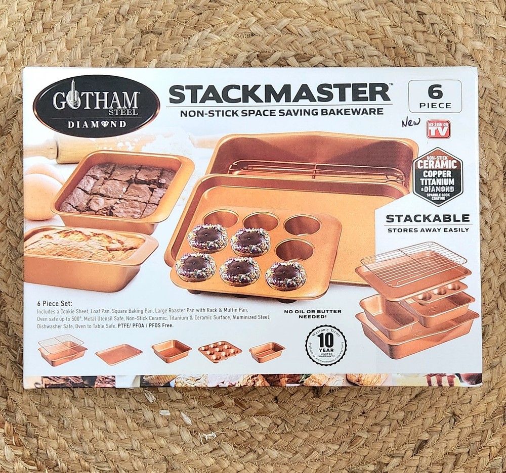 Gotham 6 Pc Srackmaster Ceramic Copper Titanium Bakeware Set Non Stick NEW