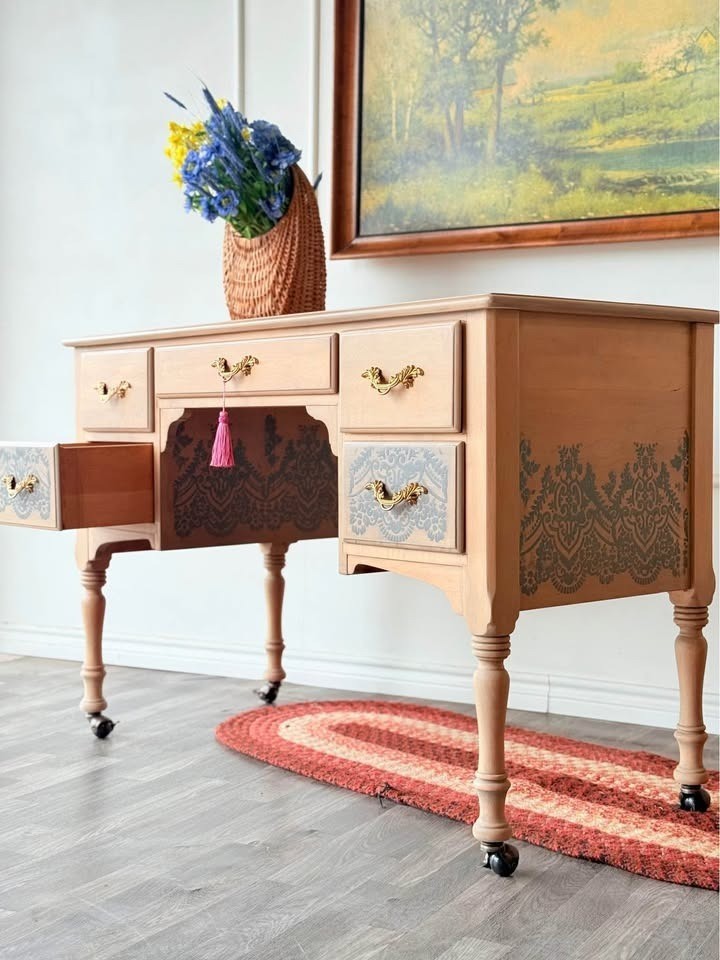 Vintage Solid Maple Desk | Vanity | Entryway Console | Home Office Desk