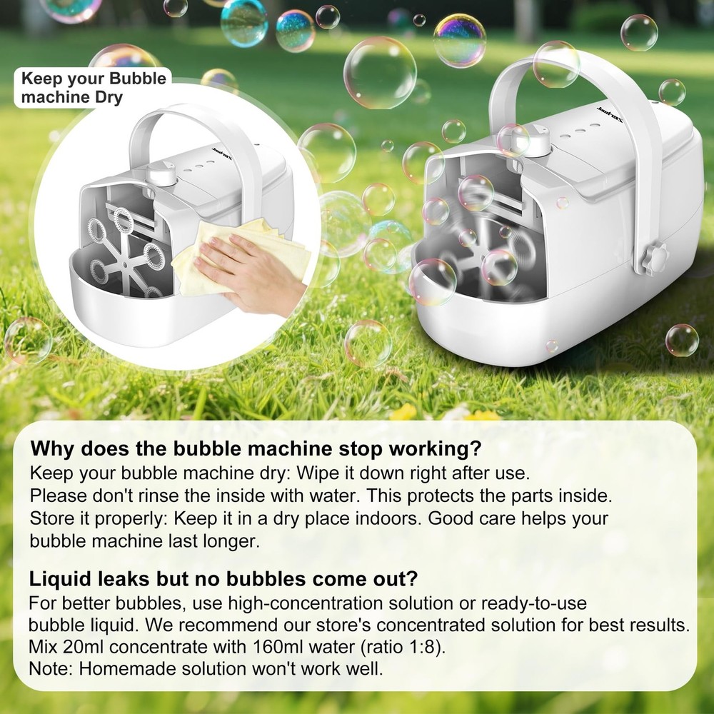 Bubble Machine Durable Automatic Bubble Blower, 18000+ Big Bubbles Per Minute...