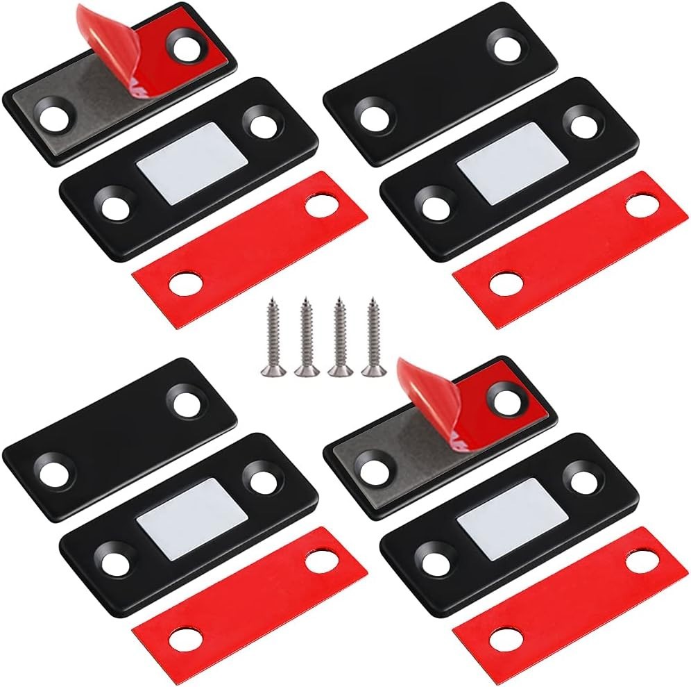Ultra Thin Magnetic Cabinet Catch 4 Pack - Strong Adhesive Closure Solution