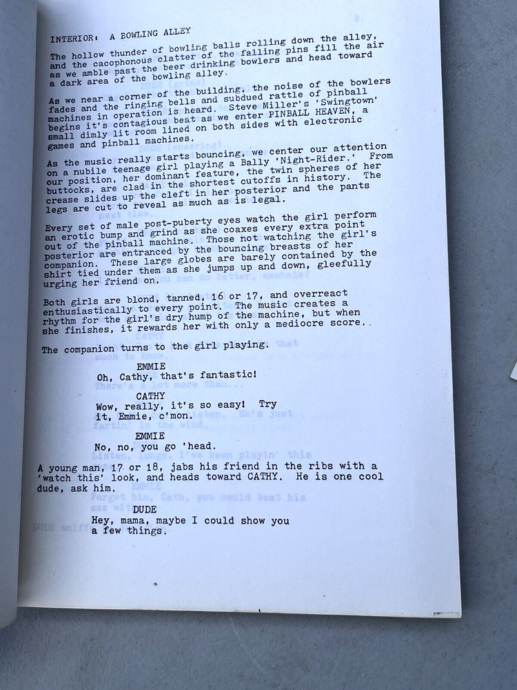 Vintage Pinball Wizard Patrick S. Duncan Original Movie Script Tilt