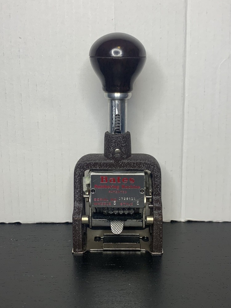 Vintage Bates 6 Wheel Standard Movement Numbering Machine w/ Box