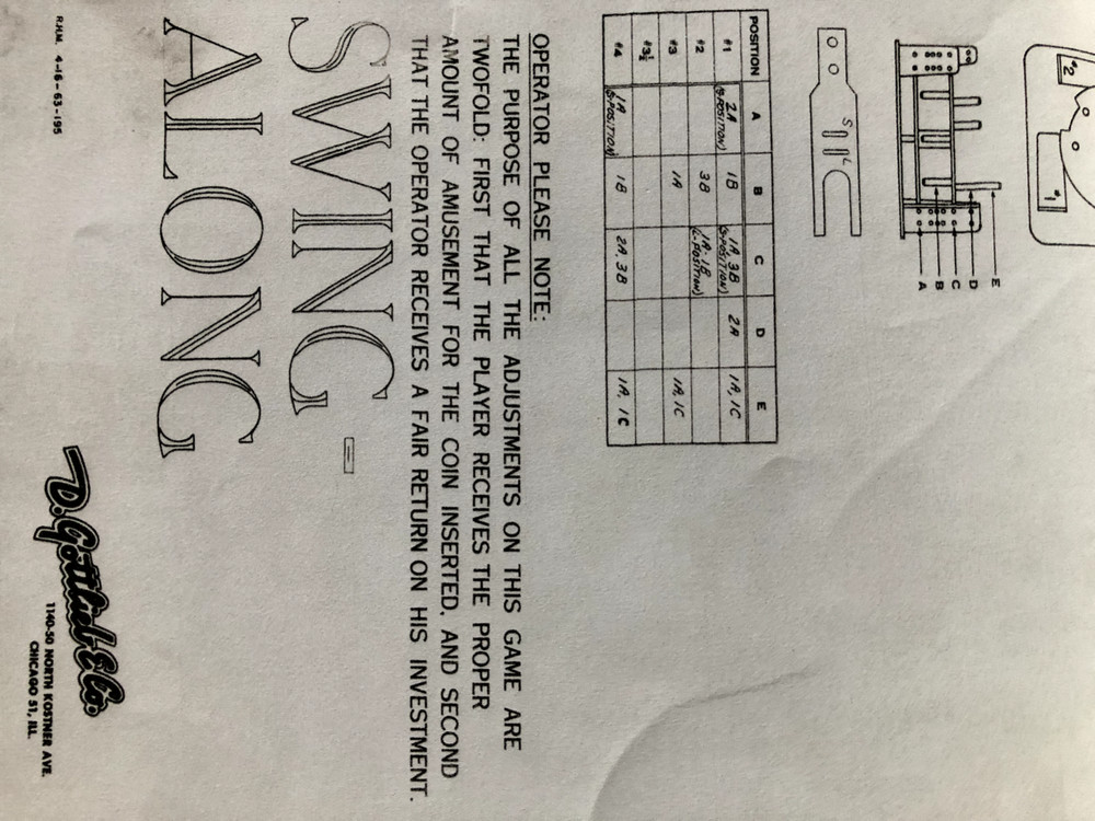 Gottlieb Swing Along Pinball Machine Schematic