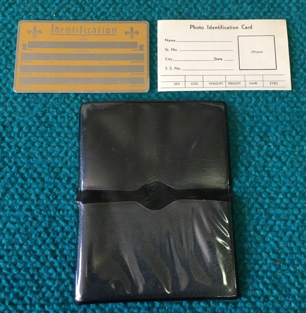 Vintage : BLANK METAL "Identification" ID CARD : ENGRAVABLE with FLEUR-DE-LIS