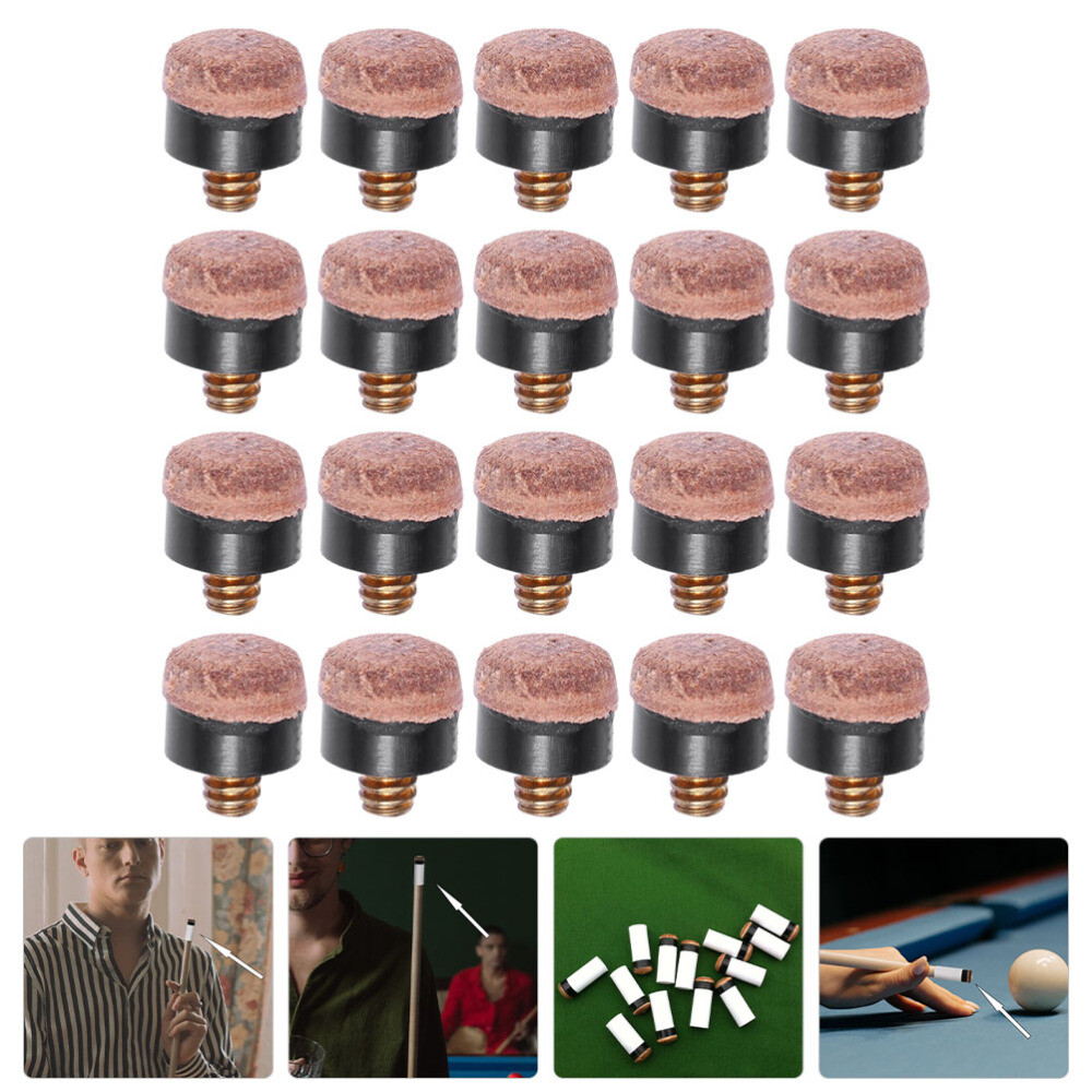 20PCS Practical Snooker Cue Tips Side Table Pool Stick Tips Pool Stick Tips
