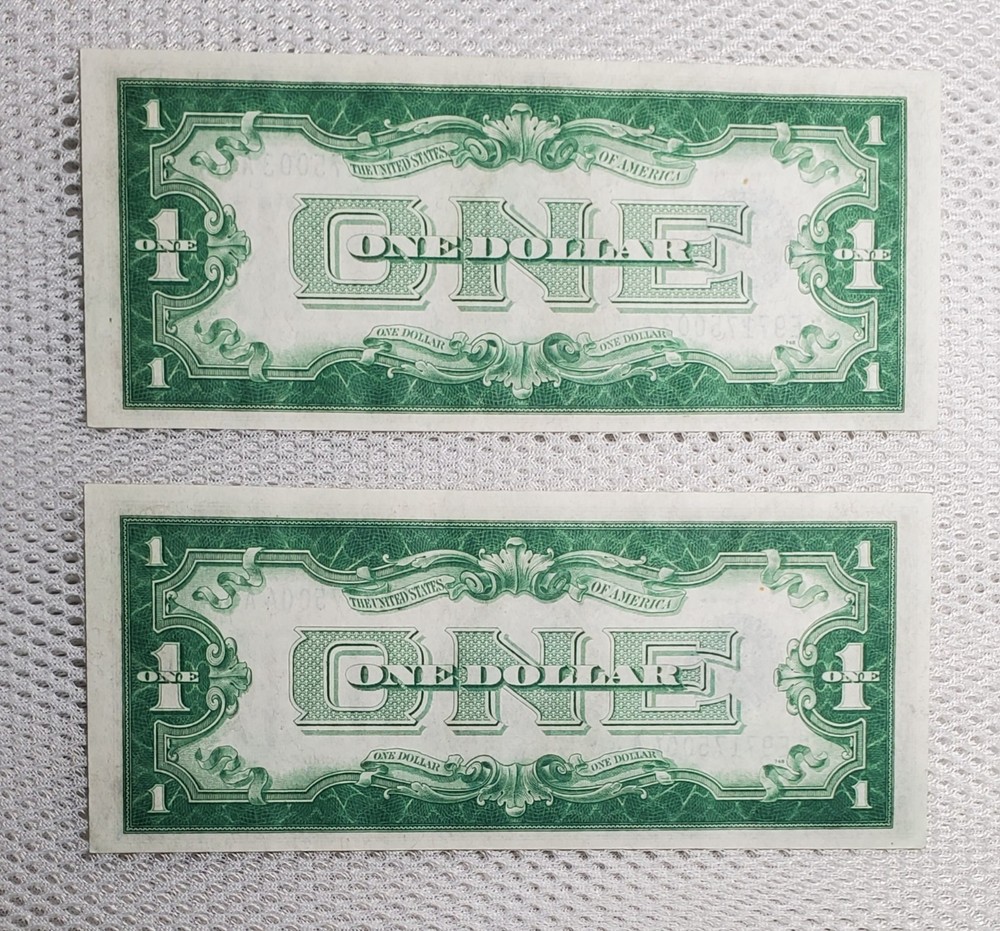 1928 $1 Silver Certificate Funny Back Consecutive Set Plain Series AU+/UNC Nice