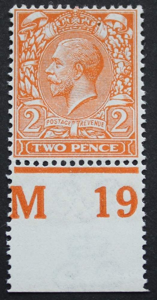 Great Britain 1919 GV Two Pence Control M19 single SG 367 mint