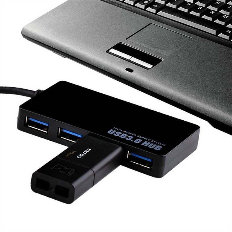 USB 3.0 HUB 4-Port Adapter Extender USB PC Splitter Laptop Powered AC Desktop