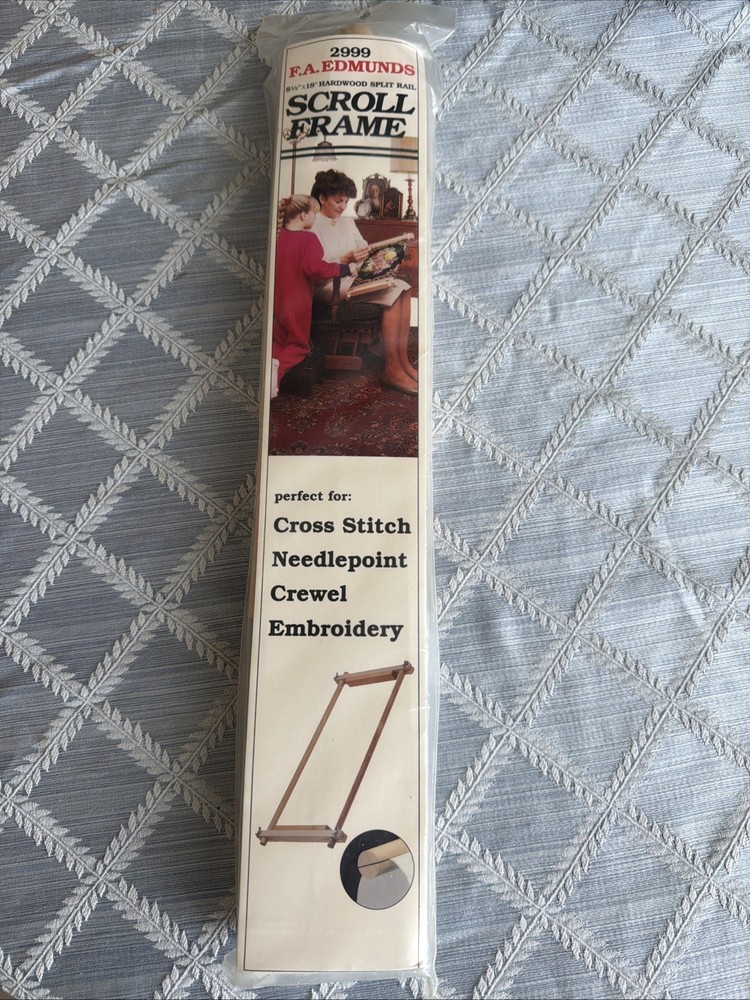 Hardwood Split Rail Scroll Needlework Frame FA Edmunds 8 1/2" x 18"  #2999