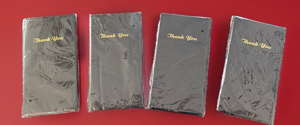 Guest Check Card Holder Presenter - 4 Pack - Restaurant Server Bill Book - Black