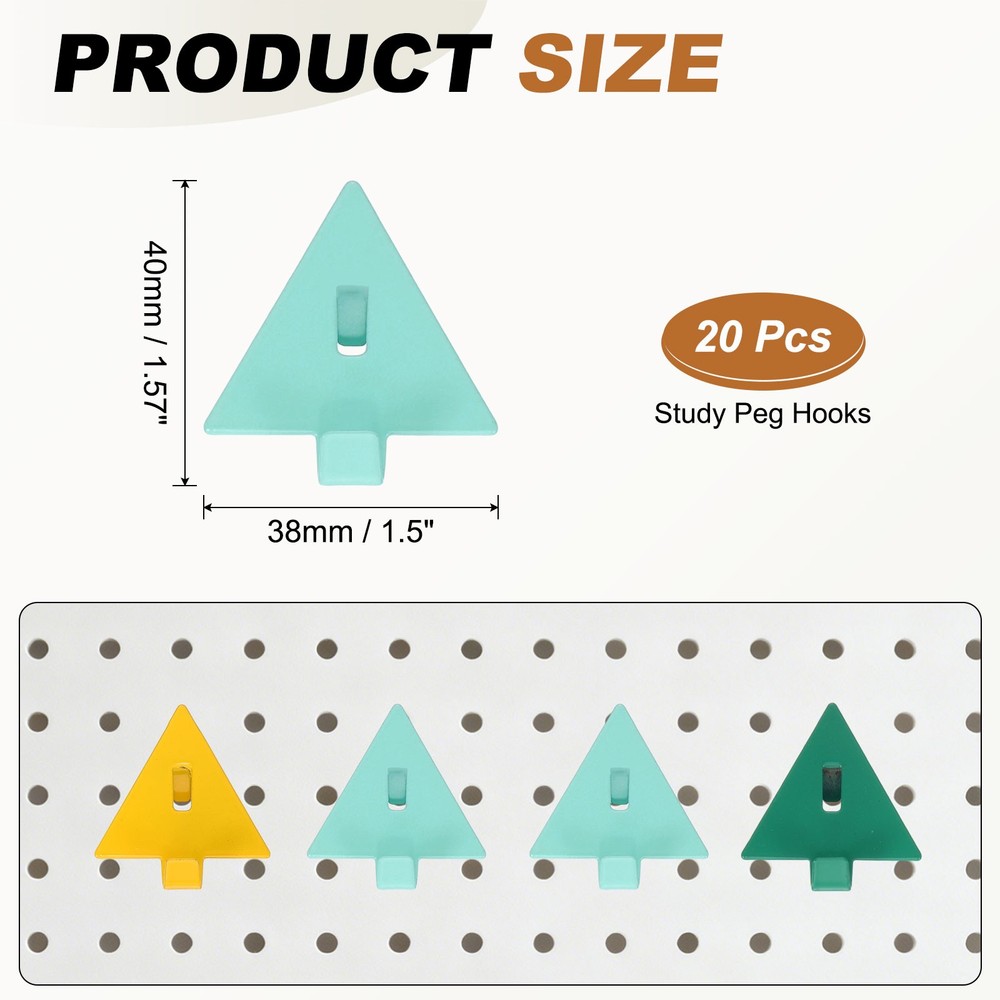 20Pcs PegBoard Hooks, 1.6" Triangle Study Peg Hooks for Wall Organizer, Blue