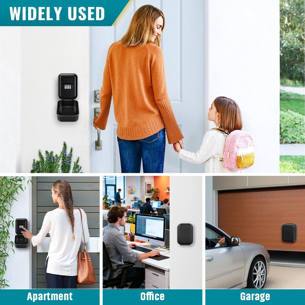 Key Lock Box, Waterproof Wall Mount Lock Box for Keys with Code, 4 Digit Comb...