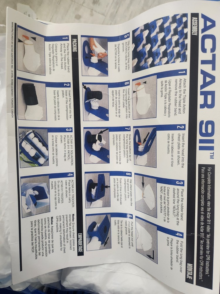 Actar 911 Squadron CPR 10 Mannequin Training Set Kit Lungs Bag Complete