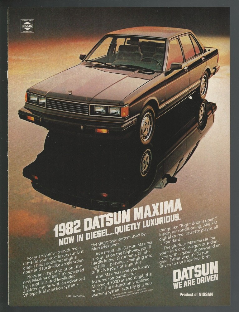 1982 DATSUN MAXIMA advertisement, Datsun Maxima Diesel print ad
