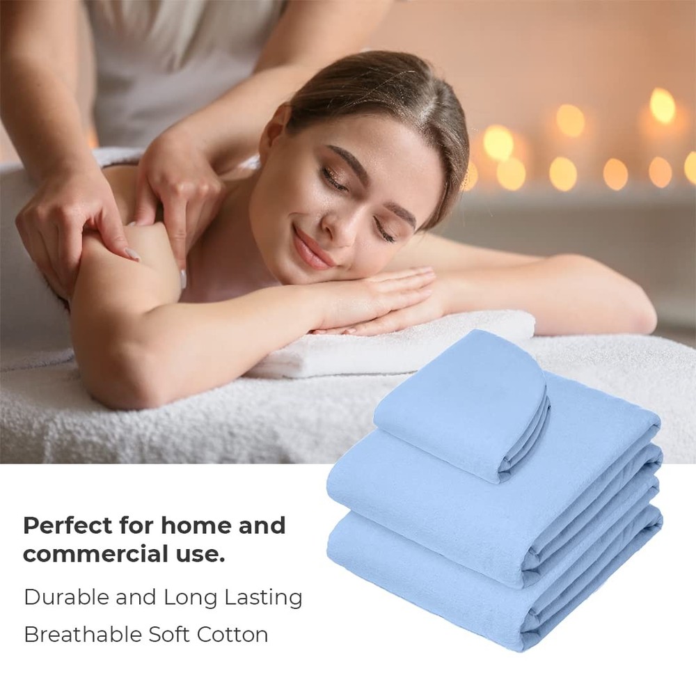 Massage Table Sheets Set - 3 Pcs 100% Cotton Flannel - Fitted Sheets, Flat Sh...