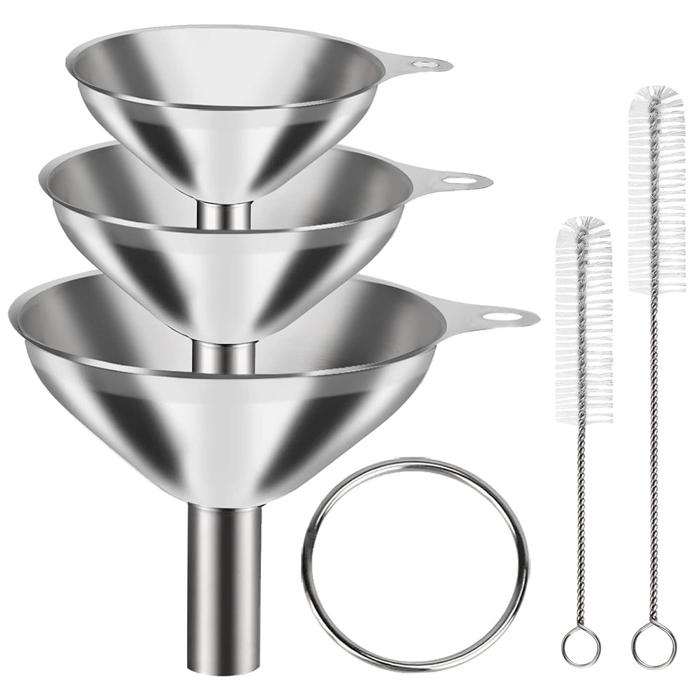 6 Pcs Stainless Steel Mini Funnels for Kitchen use. Large Tiny Small Silver