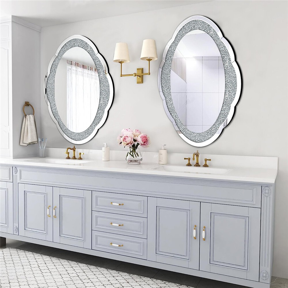 Cloud-shape Crystal Crushed Diamonds Wall Decor Mirror Bathroom Vanity Mirror