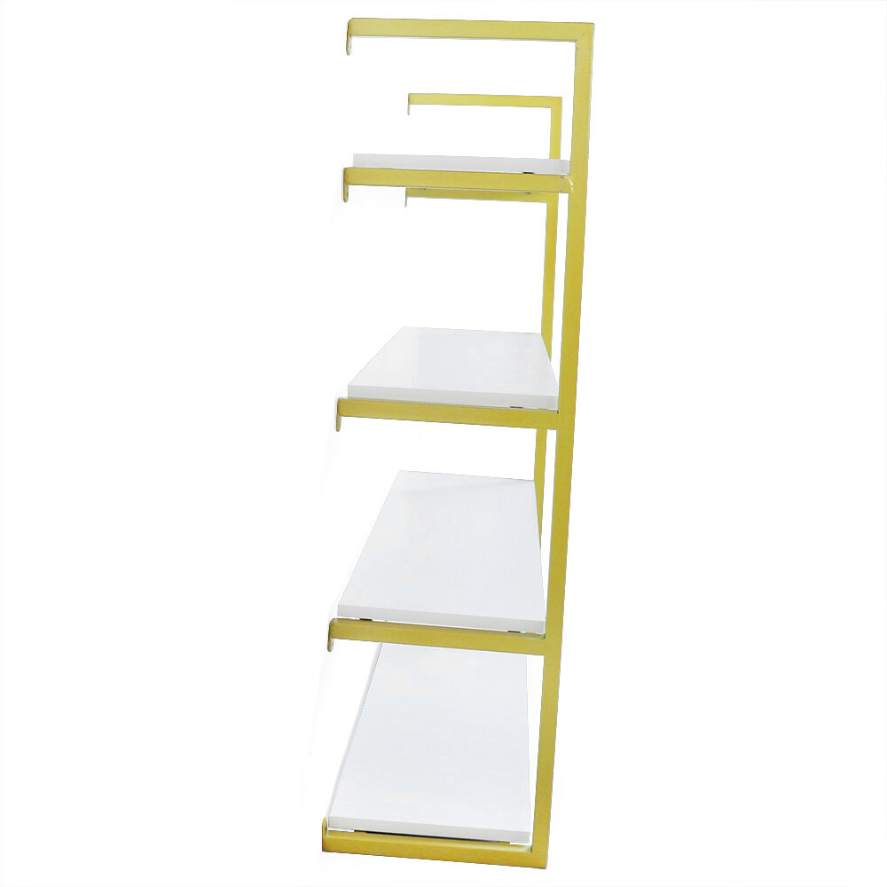 Wall-Mounted Storage Rack with Gold Frame for Elegant Organization