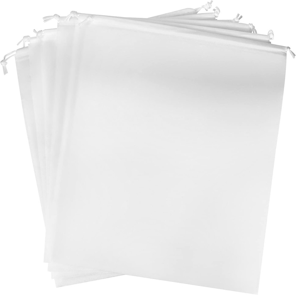 QWORK Drawstring Dust Covers, 6 Pcs Breathable Non-woven Fabric Large Cloth Stor
