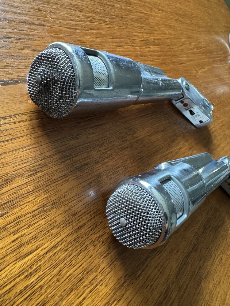Pair Vintage EV Model 664 Dynamic Microphone Electrovoice Tested Working Deco