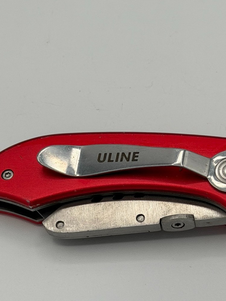 Uline Folding Utility Knife Box Cutter Replaceable Blade Red Pocket Tool