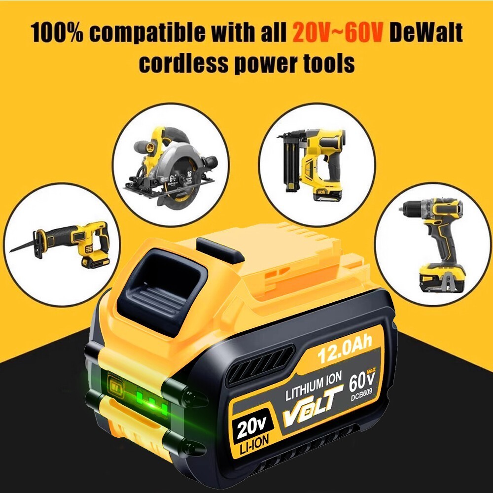 2X 12.0Ah For DEWALT FLEXVOLT DCB609 20V/60V MAX Lithium-lon Battery Replacement
