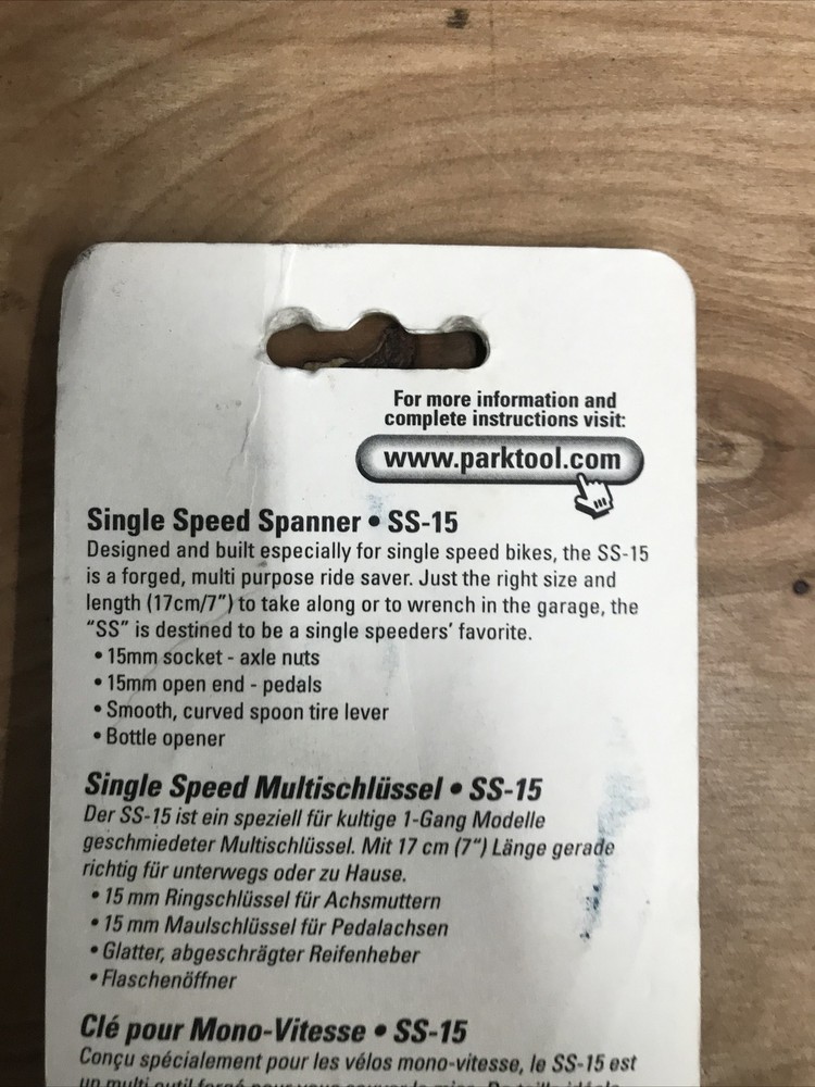 Park Tool SS-15 Single Speed Spanner Multi-Tool