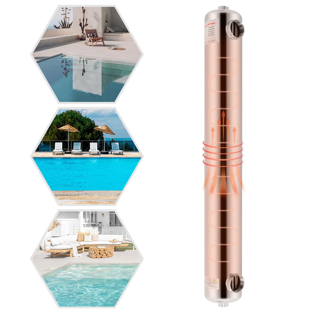 Pool Heat Exchanger PoolSpa Heat Exchanger for Swimming Pool 2"+ 1 1/2"FPT