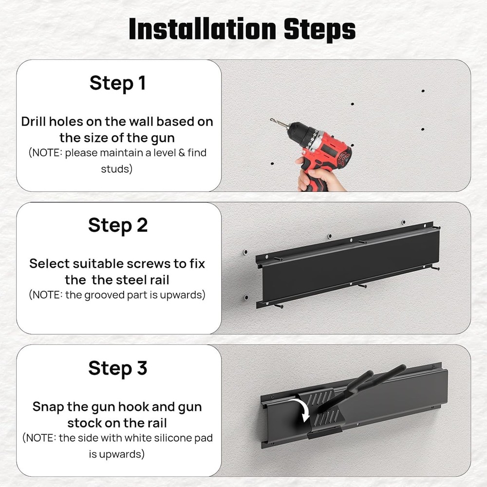Zero-Maintenance Wall Mounted Gun Rack
