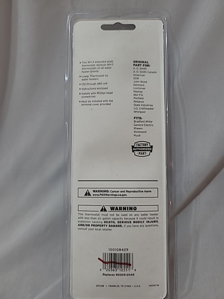 Reliance 100108429 Electric Replacement Thermostat Made in the USA