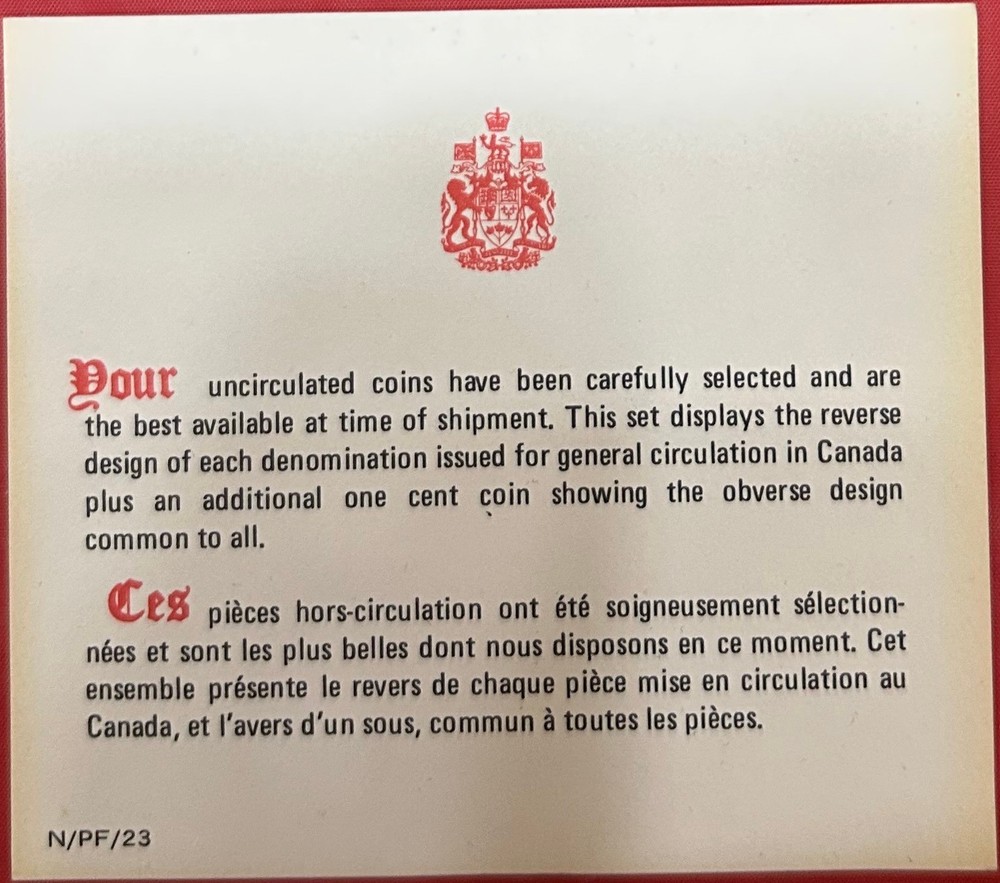 1976 Canada Double 1 Cent Specimen Set Plus COA & Box