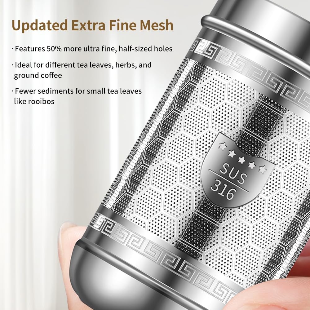 2 Pack Tea Infuser with Drip Tray, Extra Fine Mesh Tea Infusers for Loose Tea...
