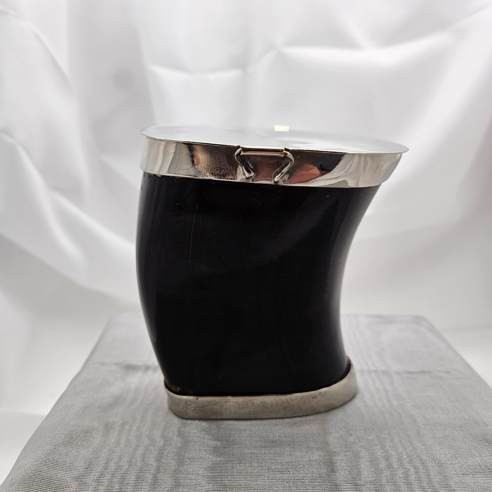 Silver Plate & Natural Horn Container Handcrafted / Hand Made
