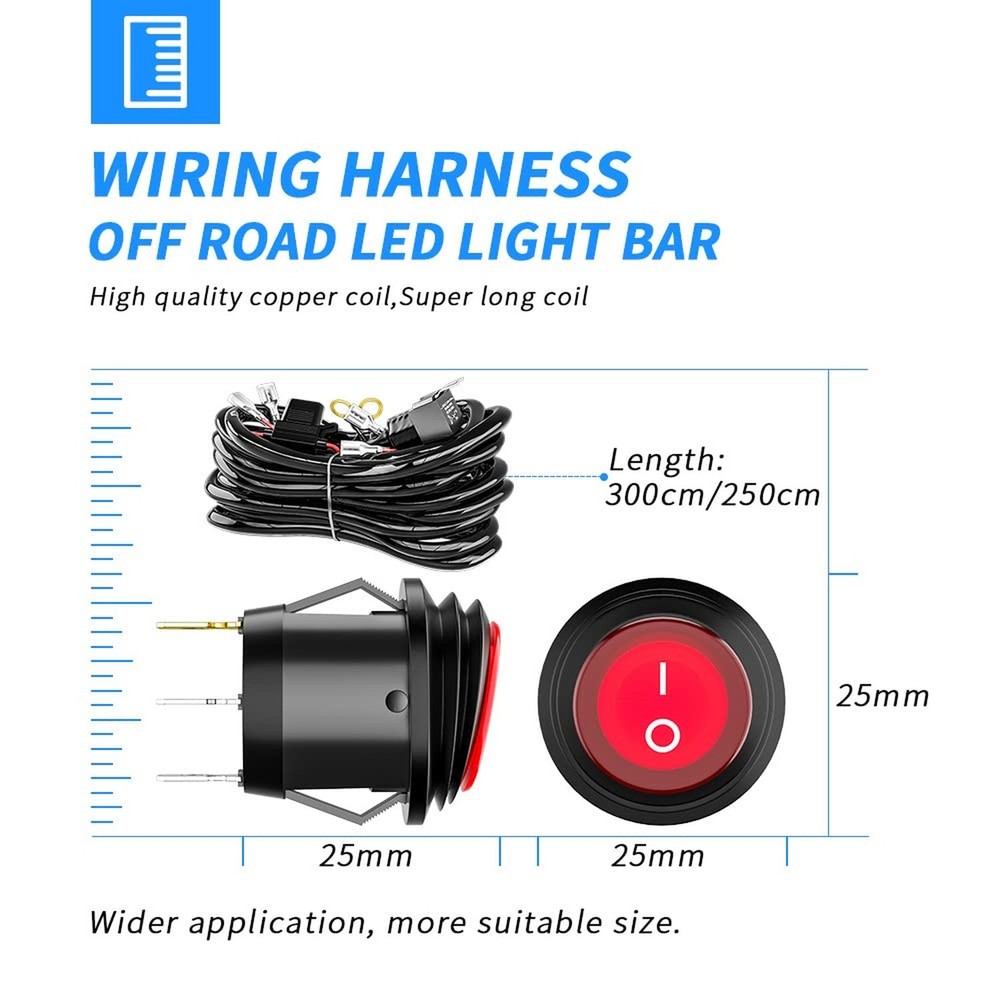 LED Light Bar Wiring Harness Kit 18AWG 12V Trailer Light Switch Relay Blade F...